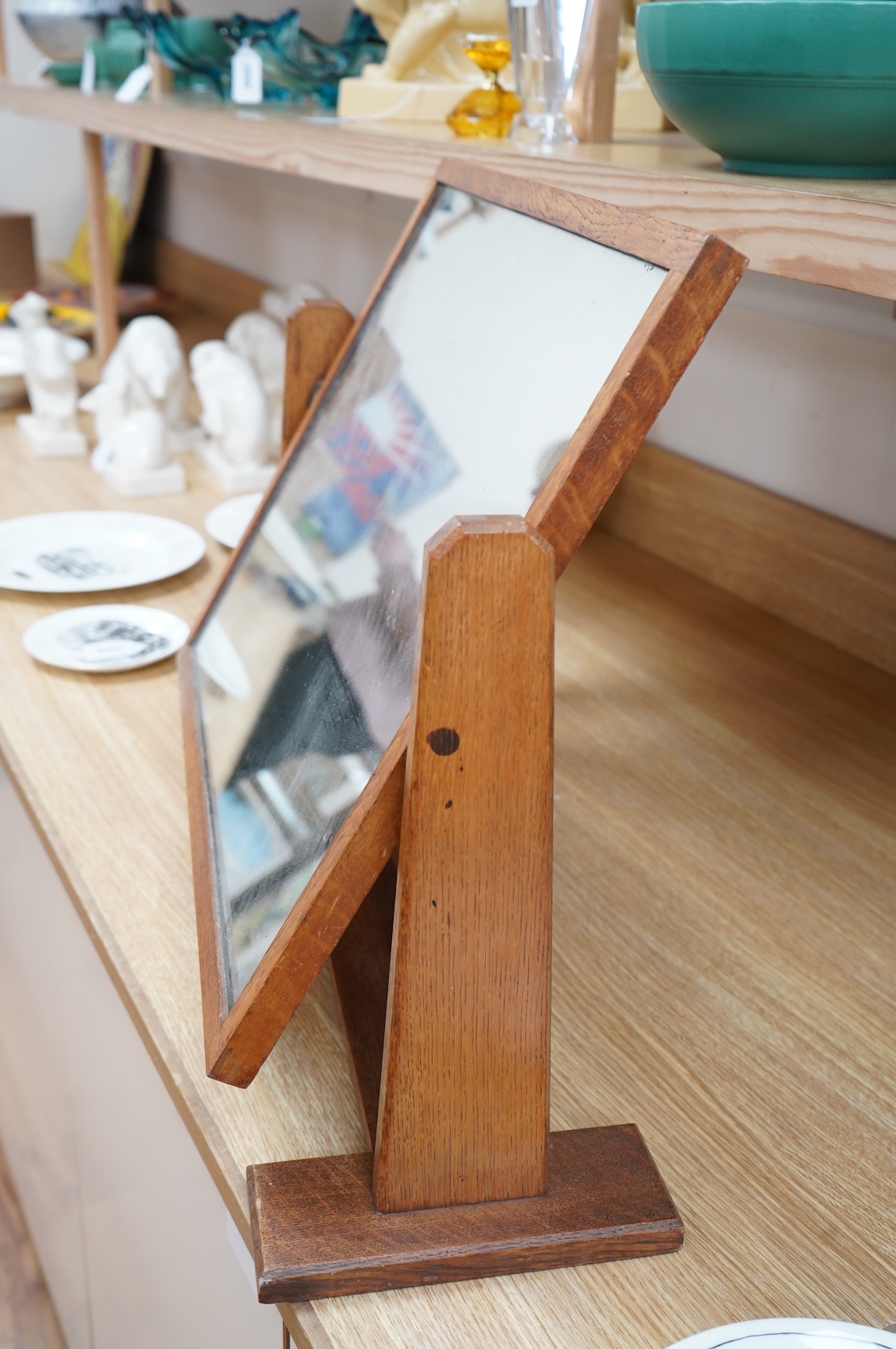 An Art Deco Gordon Russell oak dressing mirror, 66cm wide